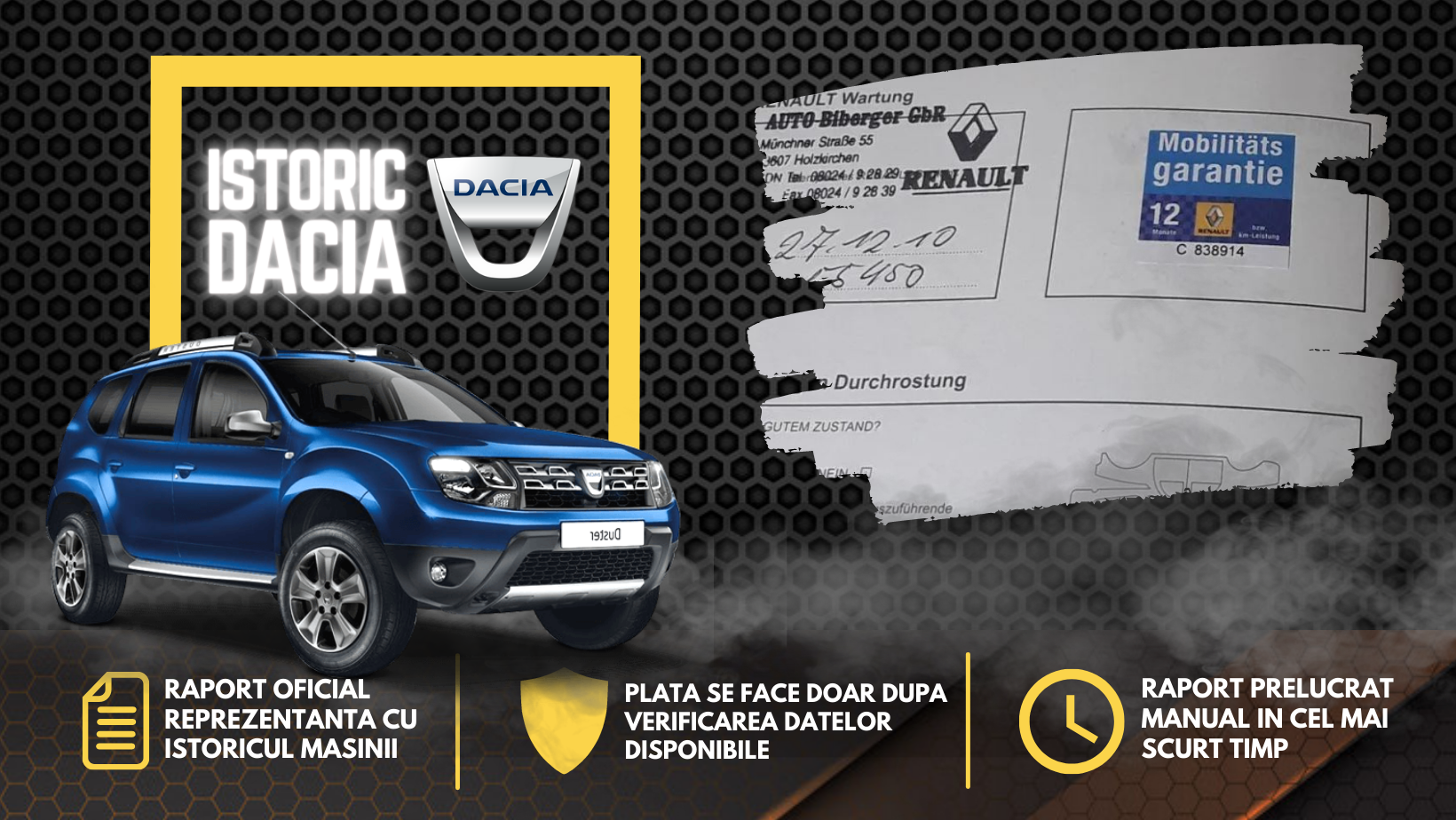 verificare serie sasiu vin consultanta gratis gratuit Dacia